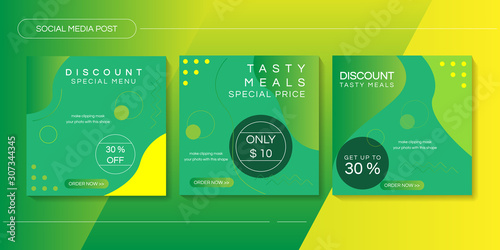 culinary social media post template for promotion. Editable photo frames, stories, backgrounds, banners