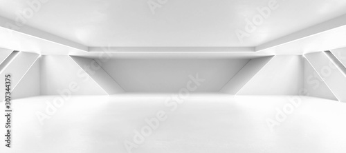 Foto abstract white background architexture warehouse hall 3d render illustration