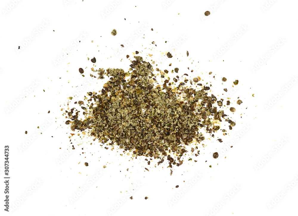 Ground hemp seed isolated on white background. Hemp seeds, a plant based source of omega-3 fatty acids. Ground hemp seed isolated on white background. Hemp seeds, a plant based source of omega-3 fatty acids.