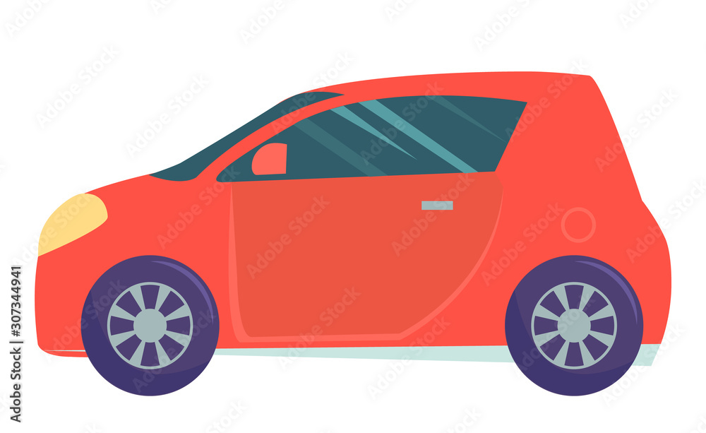 Automobile vector, isolated smart car small sized auto. Transport with no harm for ecology, modern vehicle transportation in city or town, driving ecar illustration in flat style design for web, print Automobile vector, isolated smart car small sized auto. Transport with no harm for ecology, modern vehicle transportation in city or town, driving ecar illustration in flat style design for web, print
