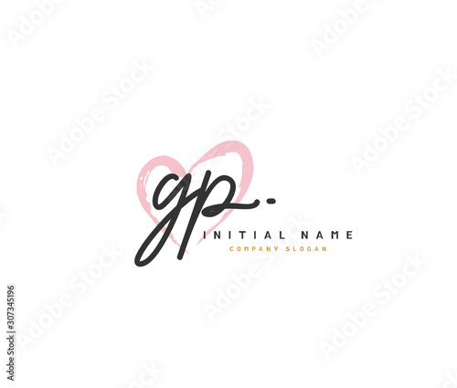 G P GP Beauty vector initial logo, handwriting logo of initial signature, wedding, fashion, jewerly, boutique, floral and botanical with creative template for any company or business.