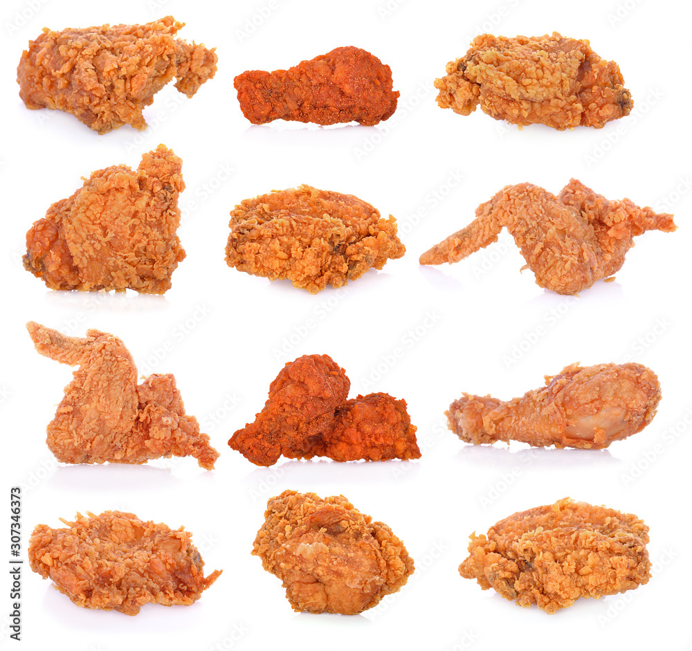Fried chicken isolated on white background. Fried chicken isolated on white background.