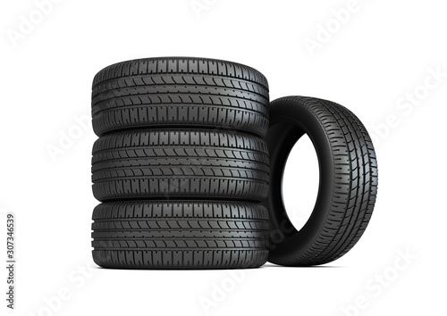 Car tire isolated on white background.