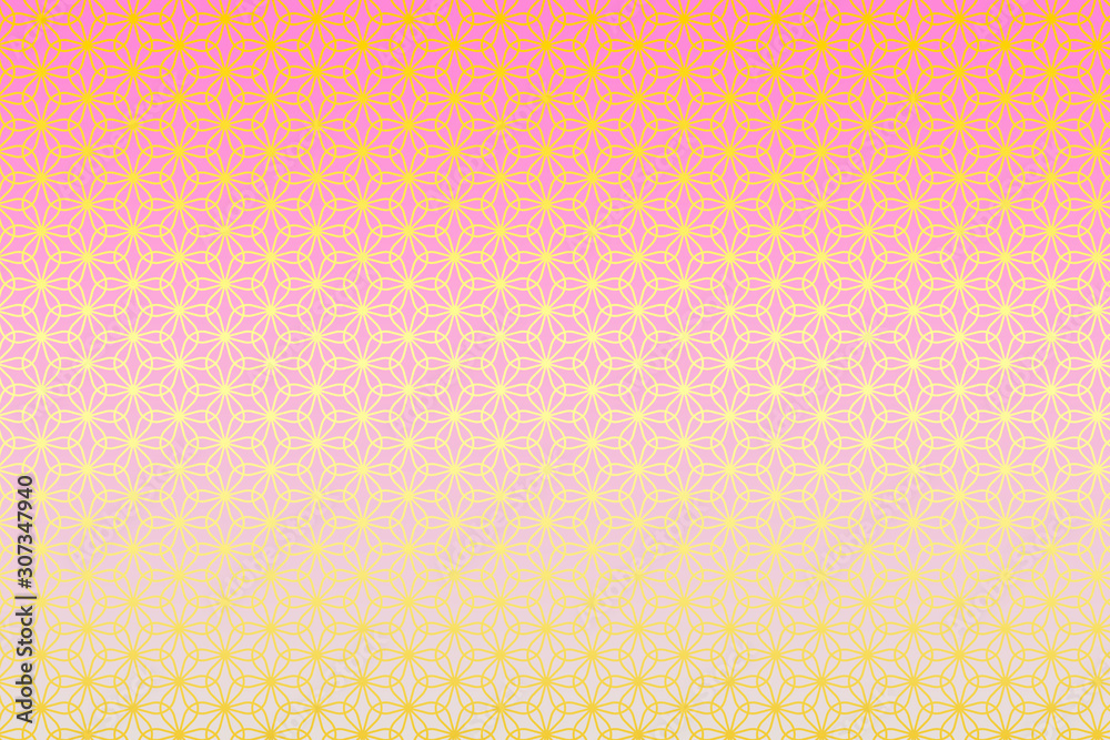 和柄 輪違い麻の葉 花 紅梅色 Stock Illustration Adobe Stock