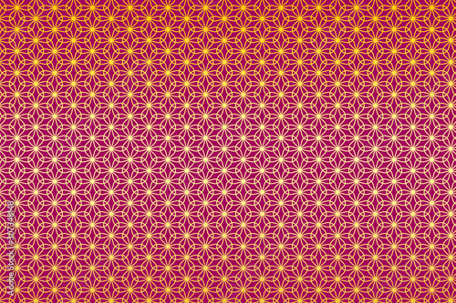 和柄 輪違い麻の葉 花 蓮華色