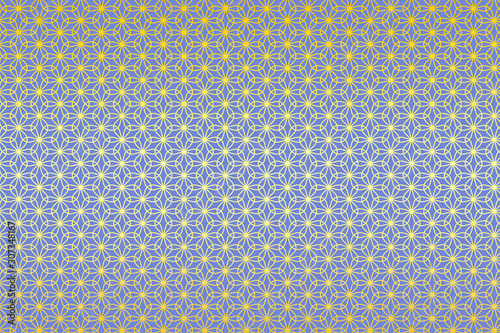 和柄 輪違い麻の葉 花 すみれ色