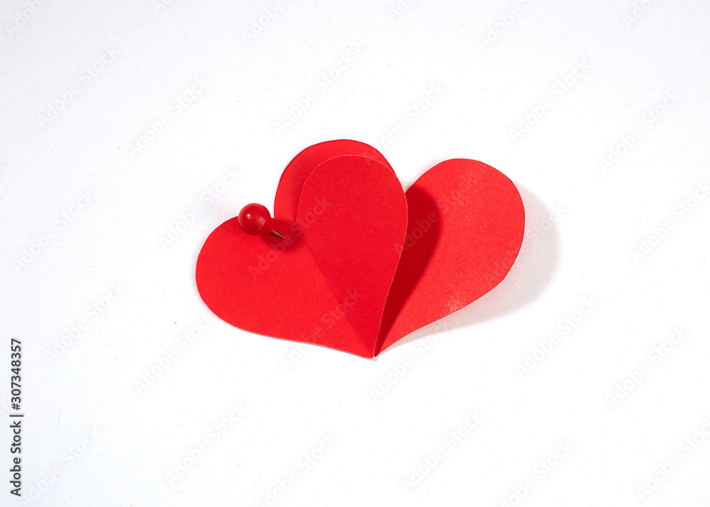 Red heart paper with red pin