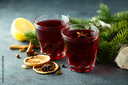 Homemade mulled wine with spices