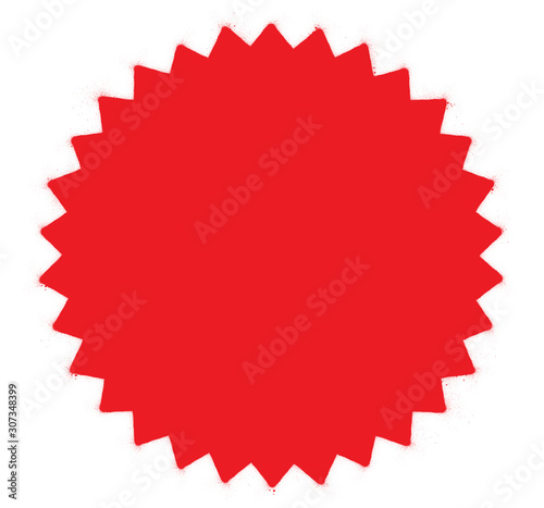 graffiti 30 point star shape sprayed in red over white