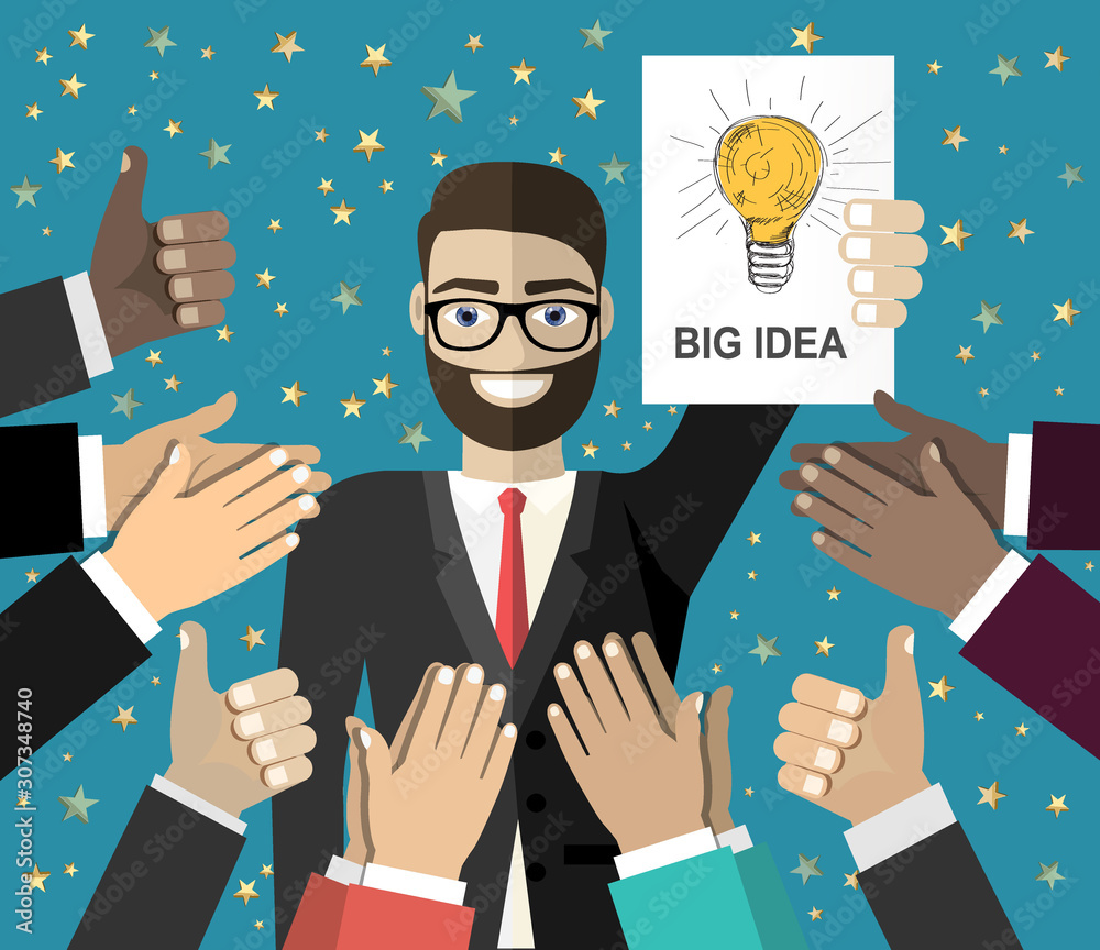 Businessman holding up a idea. Good idea. Business concept. Businessman holding up a idea. Good idea. Business concept.