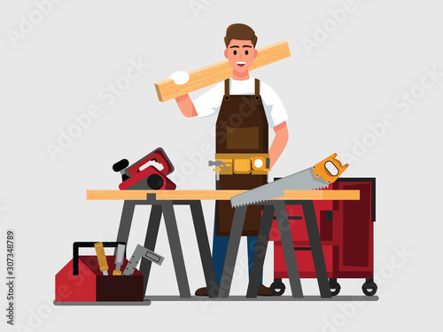 carpenter man  ,Vector illustration cartoon character.