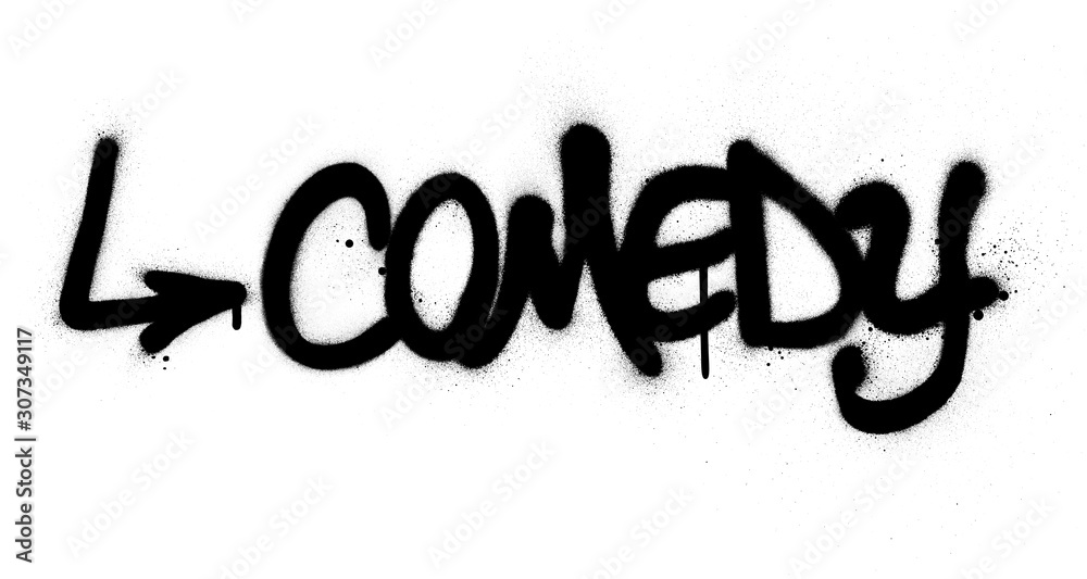 graffiti comedy word sprayed in black over white - obrazy, fototapety, plakaty 