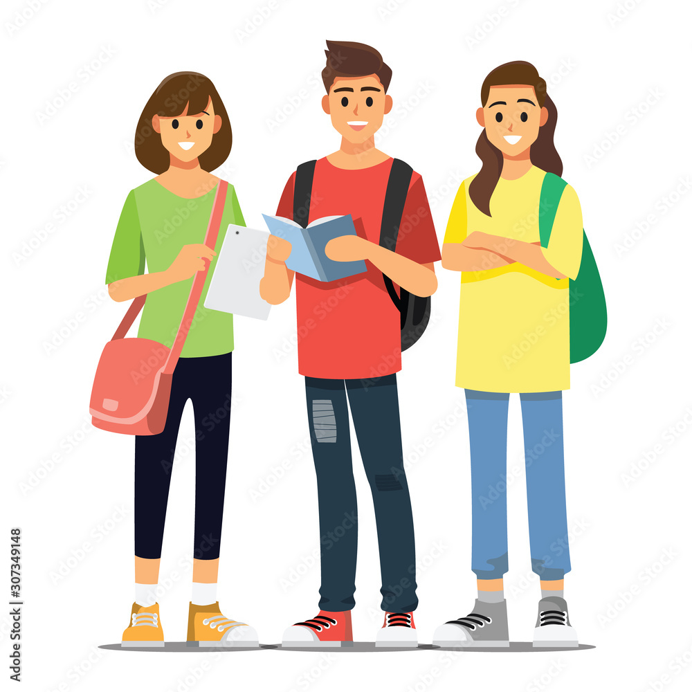 Happy group of teen University student .Vector illustration cartoon character. Happy group of teen University student .Vector illustration cartoon character.