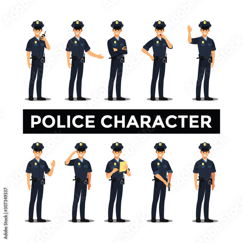 police character set, Vector illustration cartoon character.
