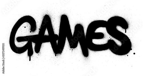 graffiti games word sprayed in black over white