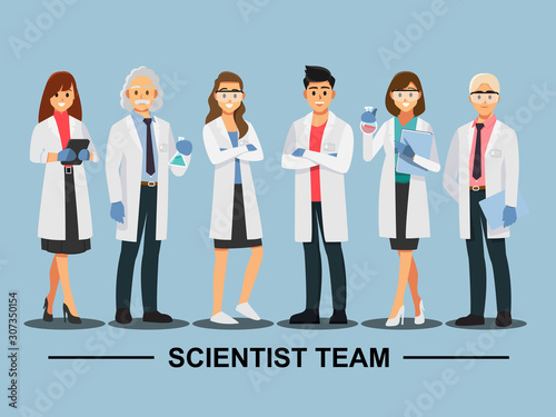scientist teamwork  Vector illustration cartoon character.