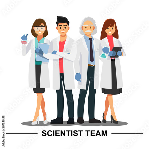 scientist teamwork ,Vector illustration cartoon character.