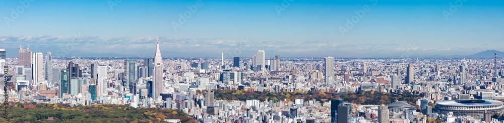 (東京都-風景パノラマ)ラウンジから望む新宿・外苑風景１