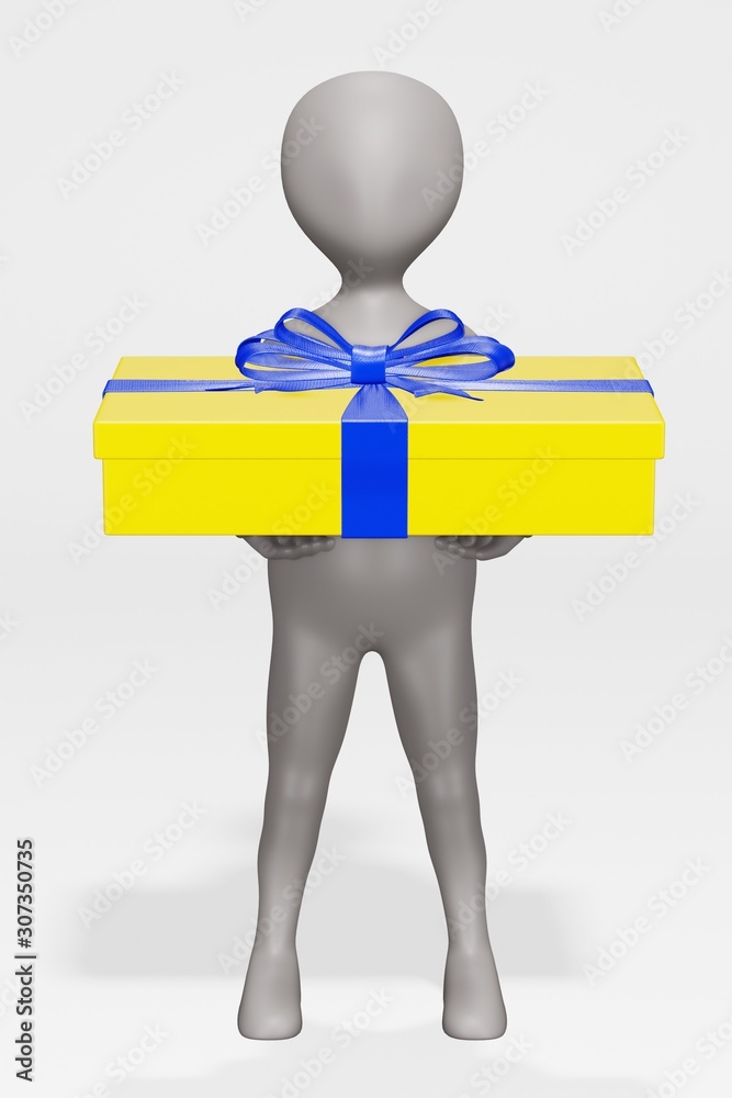 3D Render of Cartoon Character with Gift 3D Render of Cartoon Character with Gift