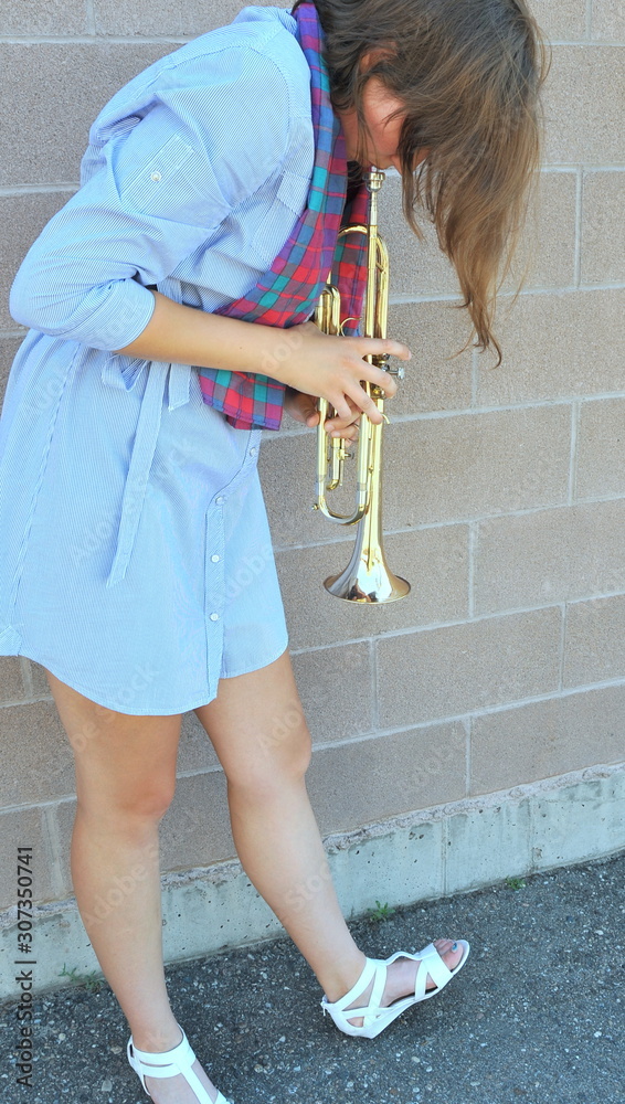 Female jazz trumpet player. Stock Photo | Adobe Stock