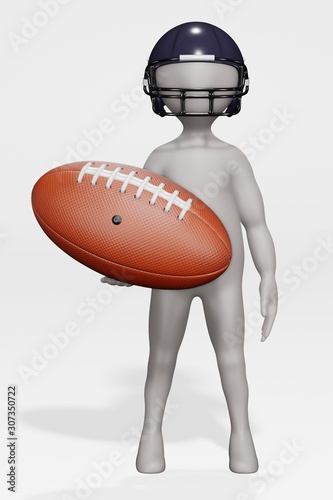 3D Render of Cartoon Character as a Football Player