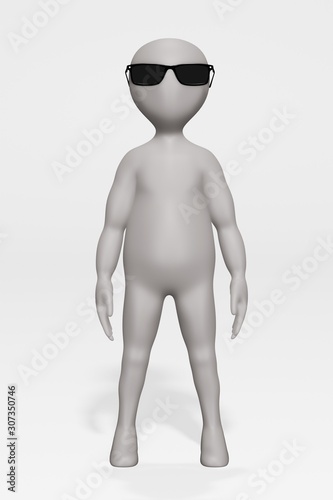 3D Render of Cartoon Character with Glasses