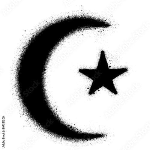 graffiti muslim symbol sprayed in black over white