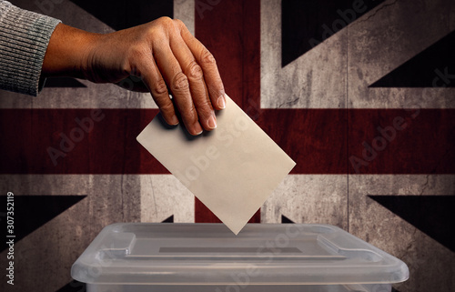 United Kingdom Election. General election 12th December 2019. British Union Jack flag. Vote. photo