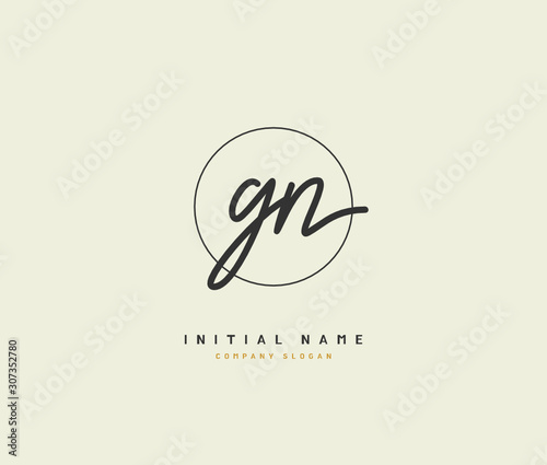 G N GN Beauty vector initial logo, handwriting logo of initial signature, wedding, fashion, jewerly, boutique, floral and botanical with creative template for any company or business.