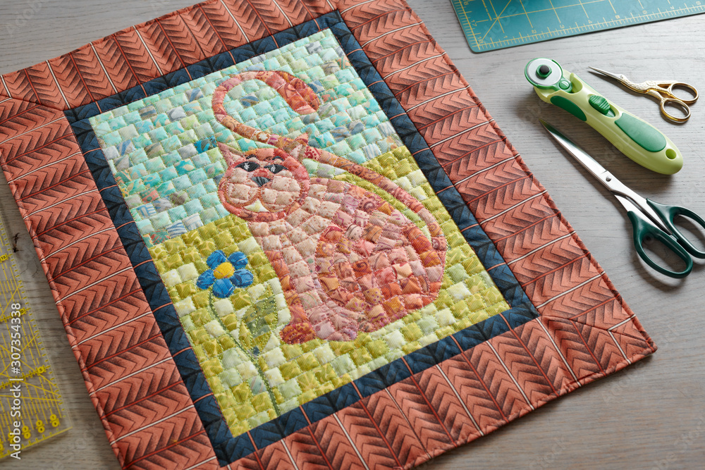Mosaic mini quilt, sewing and quilting accessories Mosaic mini quilt, sewing and quilting accessories