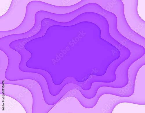 Violet shades with smooth transitions and shadow are cut out of paper. Abstraction. Place for announcement. illustration