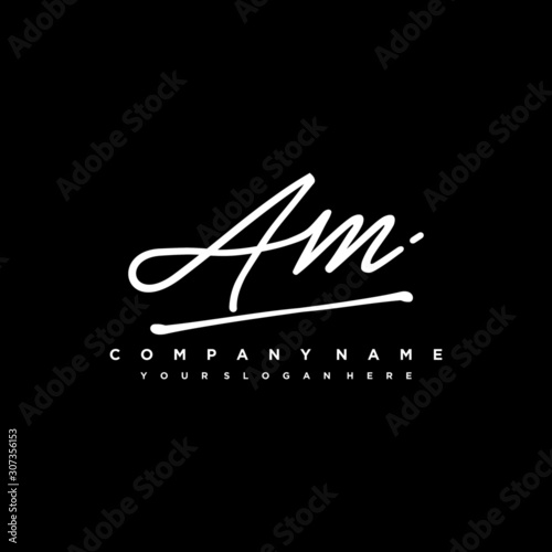 AM initials signature logo. Handwriting logo vector templates. Hand drawn Calligraphy lettering Vector illustration.