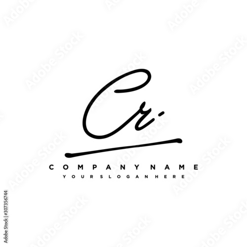 CR initials signature logo. Handwriting logo vector templates. Hand drawn Calligraphy lettering Vector illustration. photo