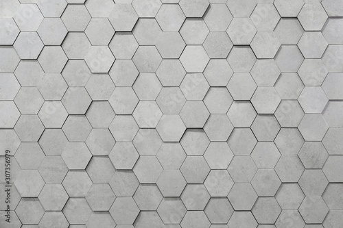 Geometric hexagons. Abstract silver metal background.