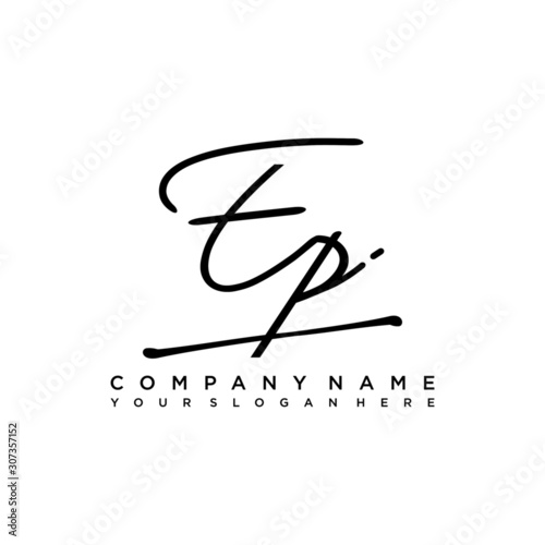 EP initials signature logo. Handwriting logo vector templates. Hand drawn Calligraphy lettering Vector illustration.
