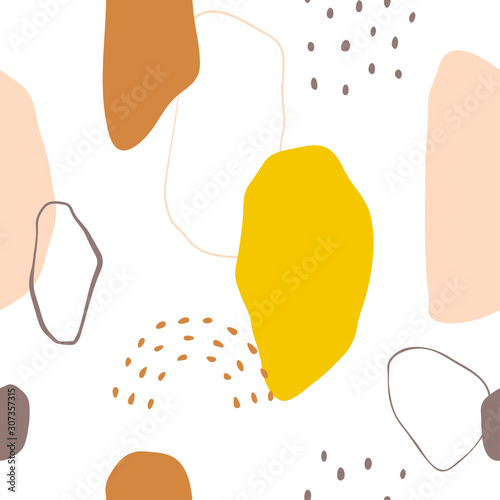 Bright, modern, abstract seamless vector pattern. Spots and dots of organic form.