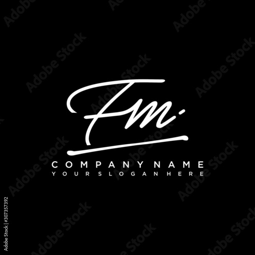 FM initials signature logo. Handwriting logo vector templates. Hand drawn Calligraphy lettering Vector illustration.
