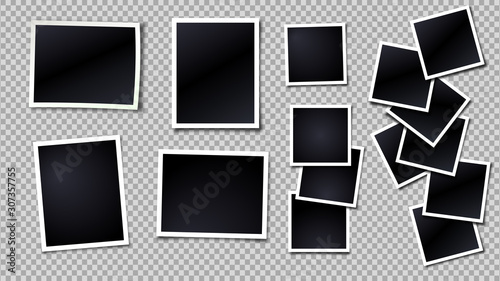 Photo frame. Realistic vector photo frames template on transparent background