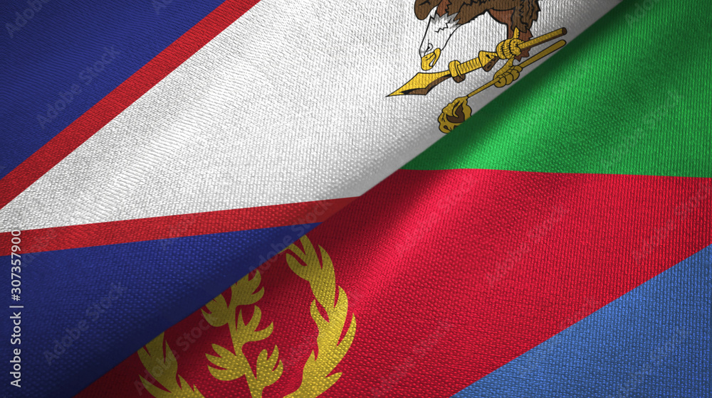 American Samoa and Eritrea two flags textile cloth, fabric texture American Samoa and Eritrea two flags textile cloth, fabric texture