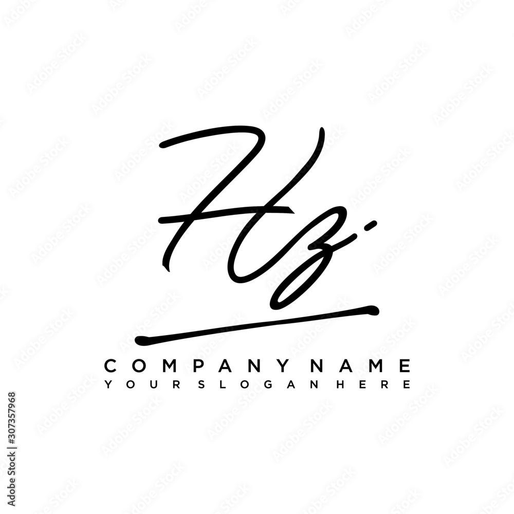 Fototapeta premium HZ initials signature logo. Handwriting logo vector templates. Hand drawn Calligraphy lettering Vector illustration.
