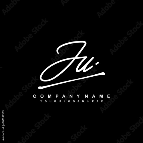 JU initials signature logo. Handwriting logo vector templates. Hand drawn Calligraphy lettering Vector illustration.