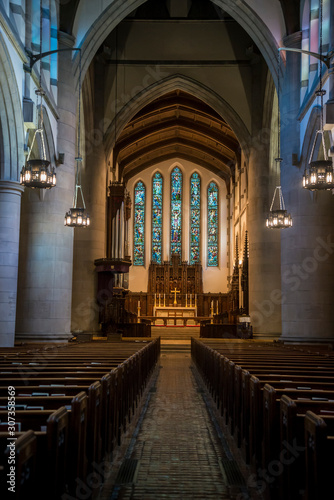 Interior of the Cathedral Church of St. Paul, early 20th century late Gothic revival style, Woodward Avenue, Detroit, Michigan, USA