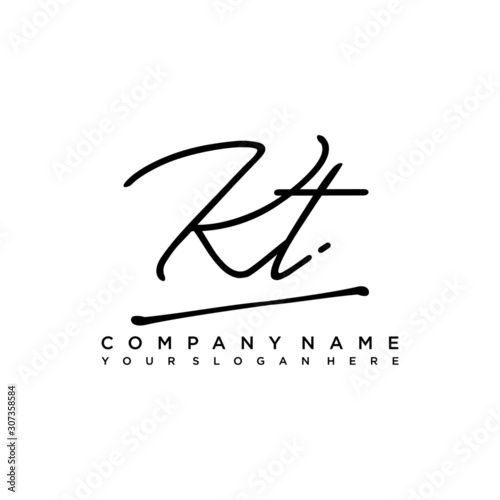 KT initials signature logo. Handwriting logo vector templates. Hand drawn Calligraphy lettering Vector illustration.