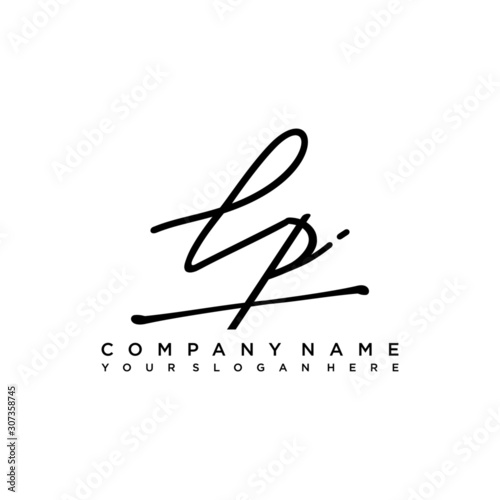 LP initials signature logo. Handwriting logo vector templates. Hand drawn Calligraphy lettering Vector illustration.