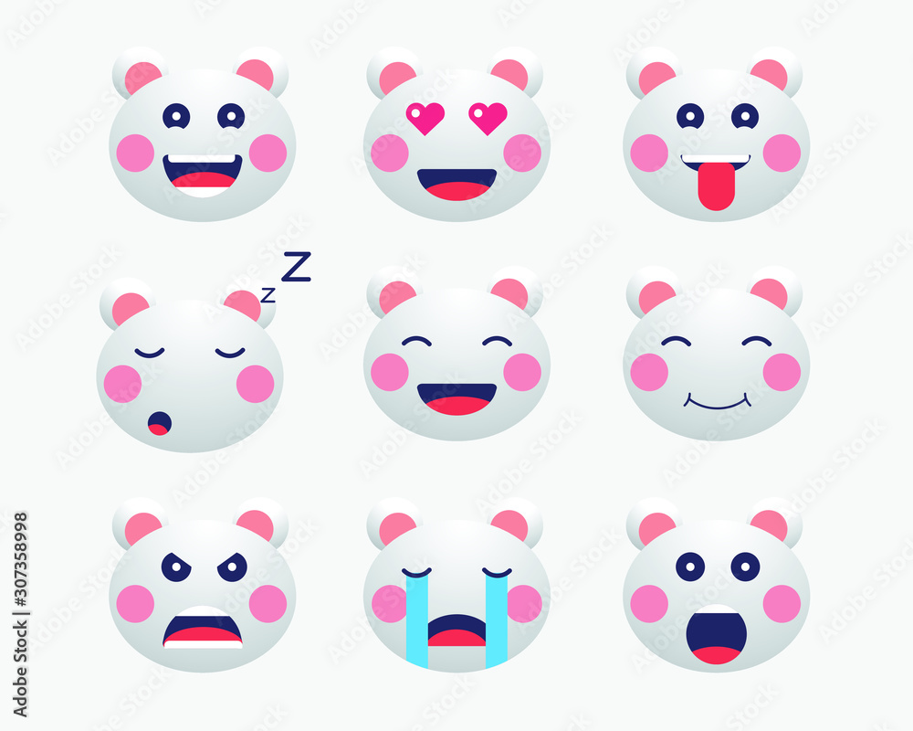 Cute Bear Emoticon Set Cute Bear Emoticon Set