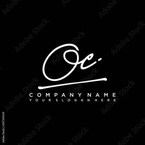 OC initials signature logo. Handwriting logo vector templates. Hand drawn Calligraphy lettering Vector illustration. photo