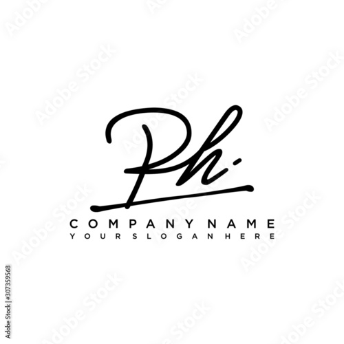 PH initials signature logo. Handwriting logo vector templates. Hand drawn Calligraphy lettering Vector illustration.