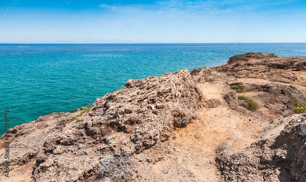 Landscape with rocky coast of Zakynthos island