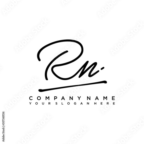 RN initials signature logo. Handwriting logo vector templates. Hand drawn Calligraphy lettering Vector illustration.