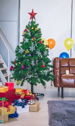 Christmas tree and new year interiors. © Sarabua